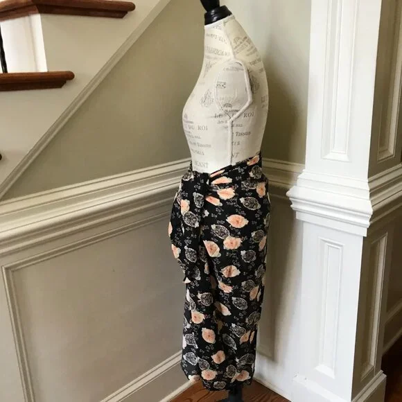 Ulla Johnson Paz Cover Up Sarong Skirt Womens OS Black Pink Floral Print Cotton - Picture 8 of 11